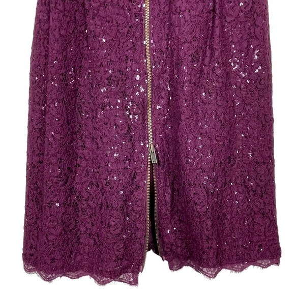 ADRIANNA PAPELL CHWREY RED  EYELASH LACE SEQUIN LINED HOLIDAY SHEATH DRESS - Picture 10 of 14